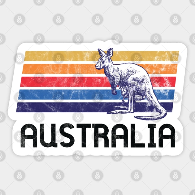 Australia Retro Vintage Flag Outback Kangaroo Mate Melbourne Open Map Animals Sticker by Shirtsurf